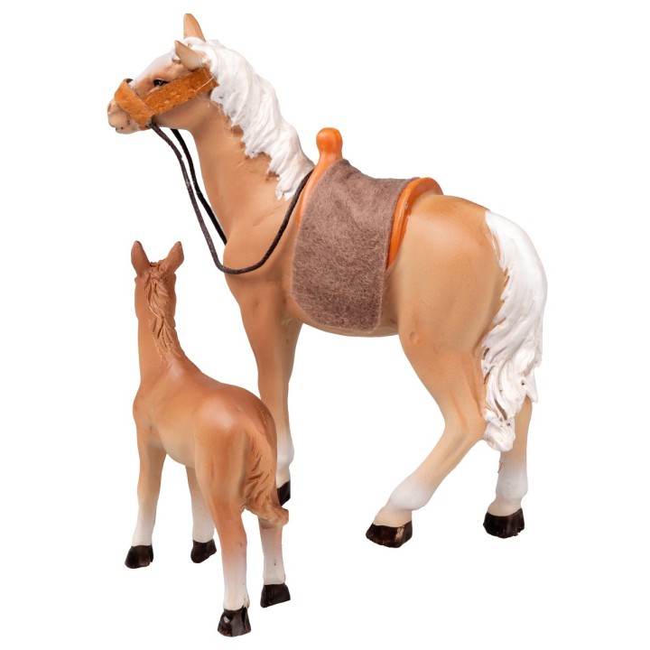Horse with foal in resin h 11 cm