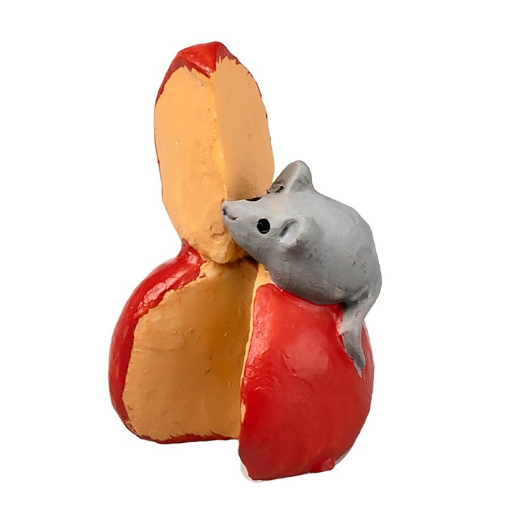 Topolino su formaggio rosso per Presepe Ø 2x3 h