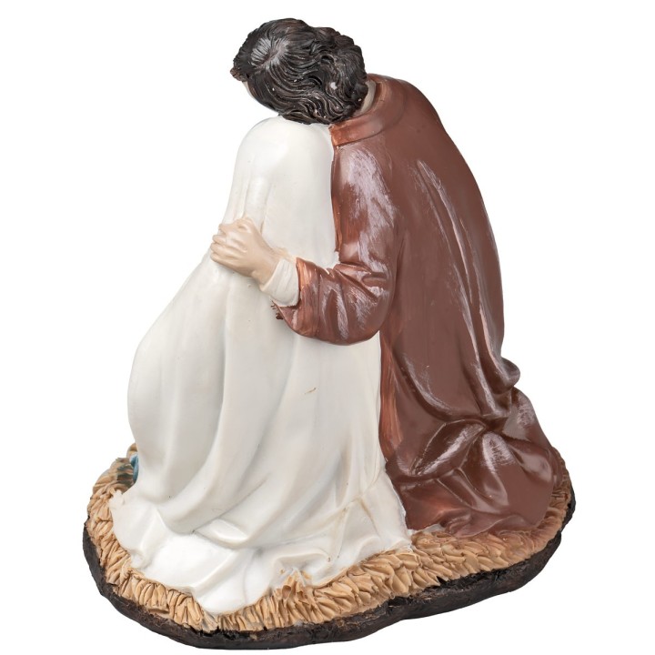 San Giuseppe e Maria incinta in resina dipinta cm 13x9x15 h