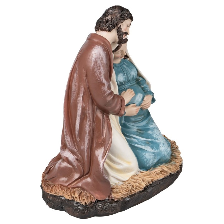 San Giuseppe e Maria incinta in resina dipinta cm 13x9x15 h