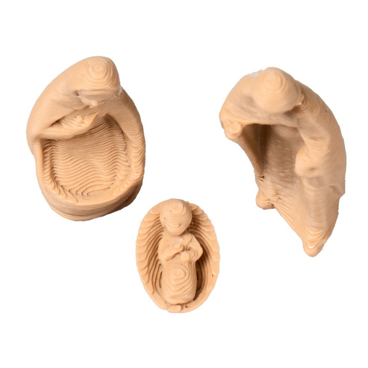 Mini Natività moderna effetto legno per Presepe serie 3 cm