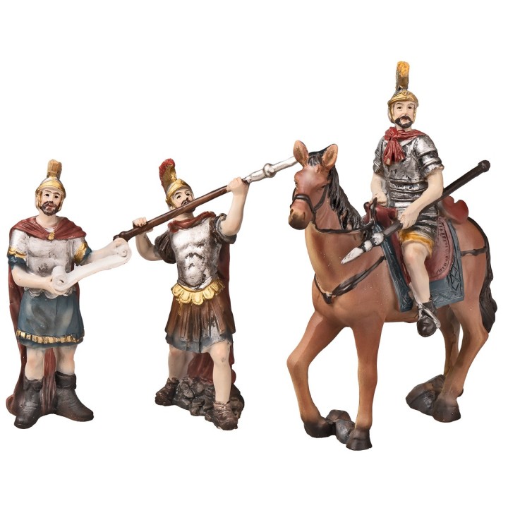 Soldati romani con cavallo in resina serie 10 cm