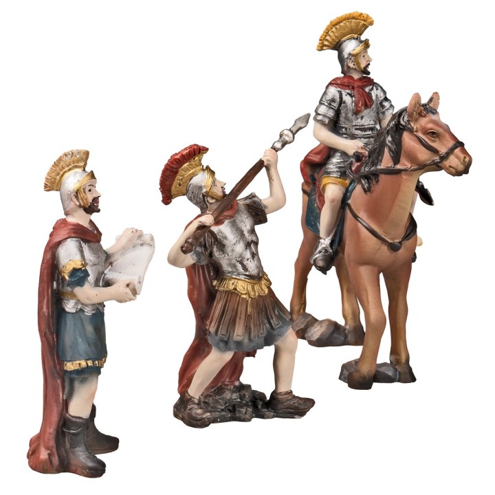 Soldados romanos con caballo en resina serie 10 cm
