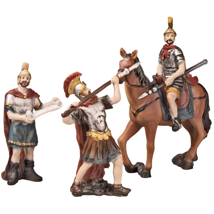Roman soldiers with horse in resin series 10 cm