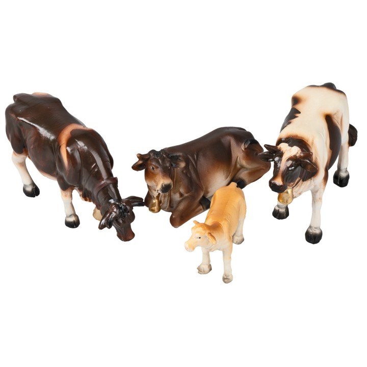 Set of three cows and a calf for 9-10 cm figurines