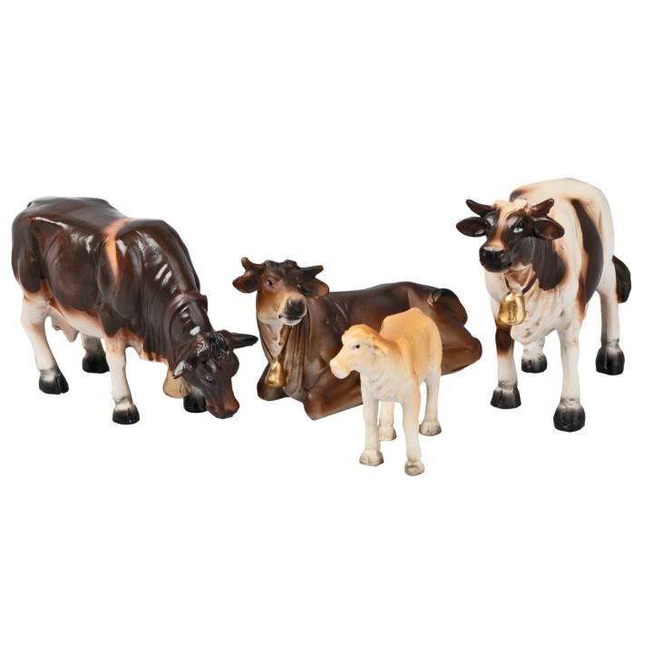 Set of three cows and a calf for 9-10 cm figurines