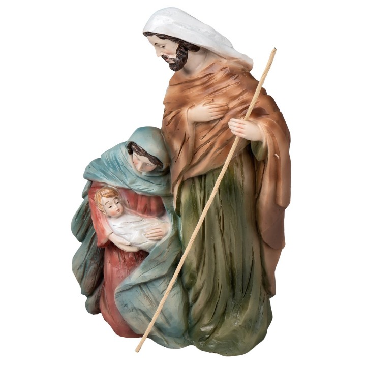 Holy family in painted resin cm 11x6x20 h