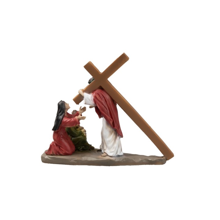 Statue in resina 14 stazioni Via Crucis cm 9