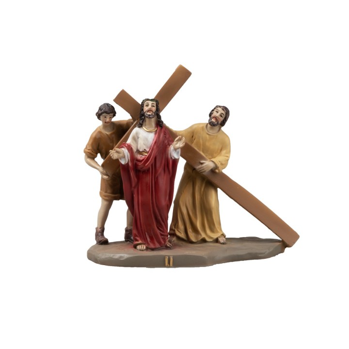Statue in resina 14 stazioni Via Crucis cm 9