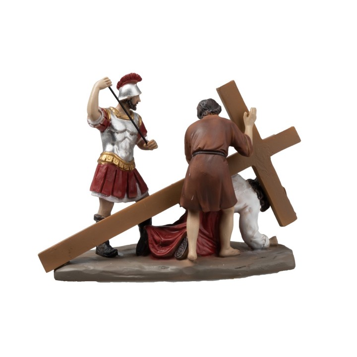 Statue in resina 14 stazioni Via Crucis cm 9