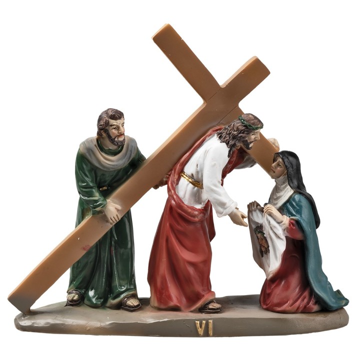 Statue in resina 14 stazioni Via Crucis cm 9