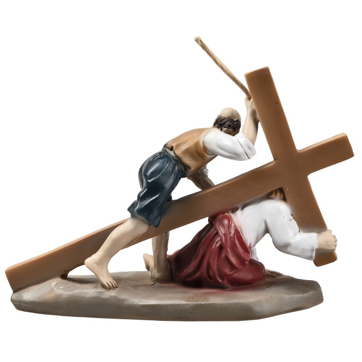 Statue in resina 14 stazioni Via Crucis cm 9
