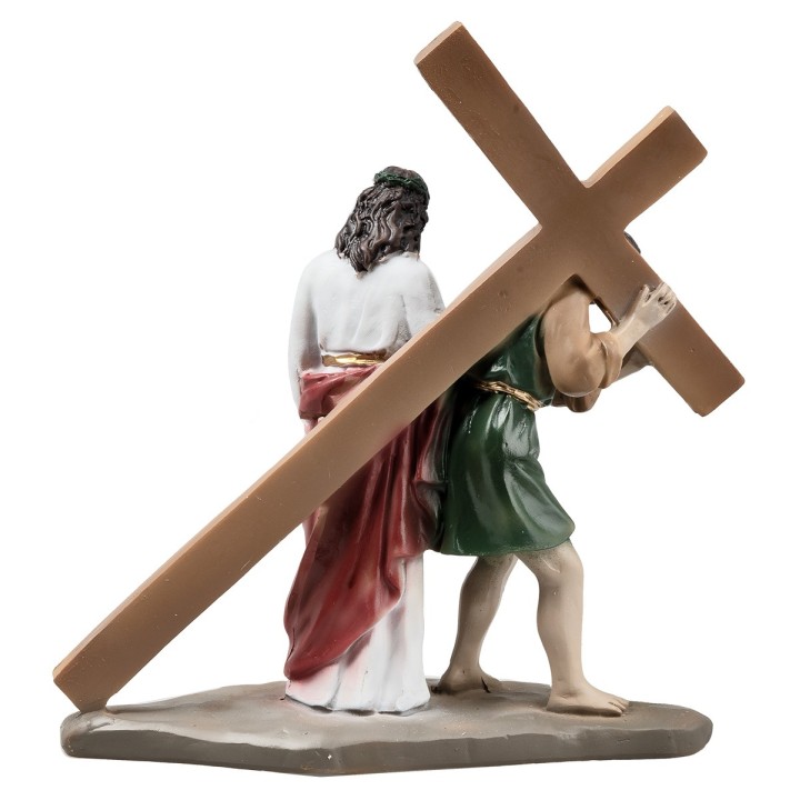 Statue in resina 14 stazioni Via Crucis cm 9