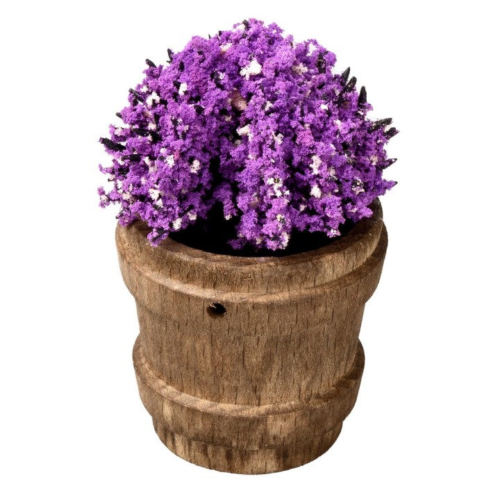 Vaso in legno con fiori assortiti h 6,7 cm