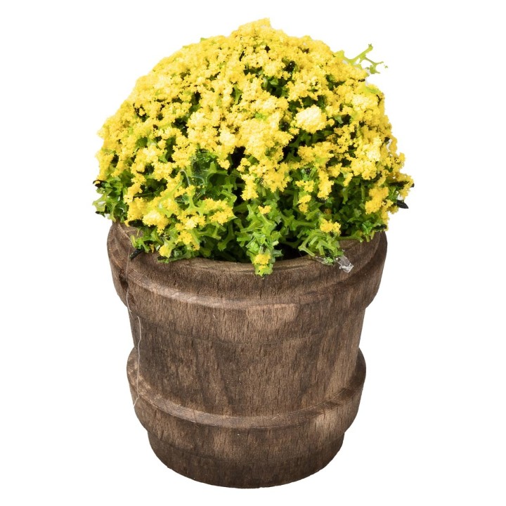 Maceta de madera con flores surtidas h 6,7 cm