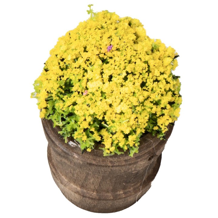 Vaso in legno con fiori assortiti h 6,7 cm