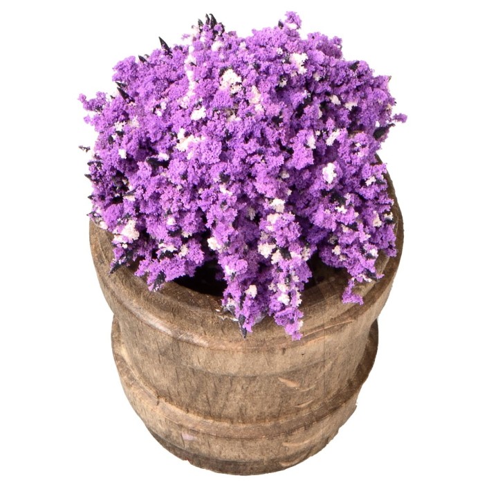 Maceta de madera con flores surtidas h 6,7 cm
