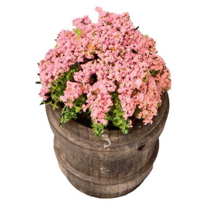 Maceta de madera con flores surtidas h 6,7 cm