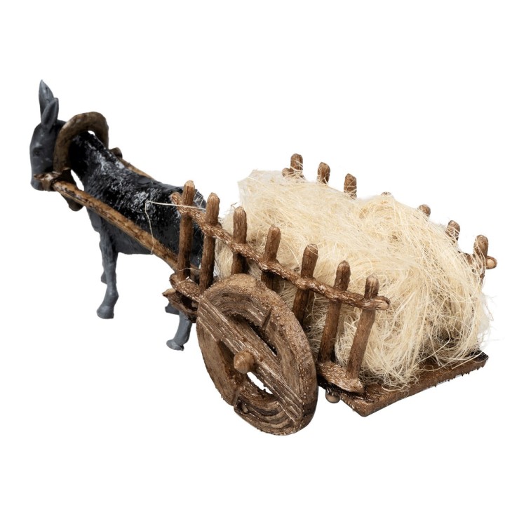 Burro con carreta de heno cm 12x5,5x4,5 h