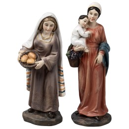 Set of two women with child in resin 10 cm