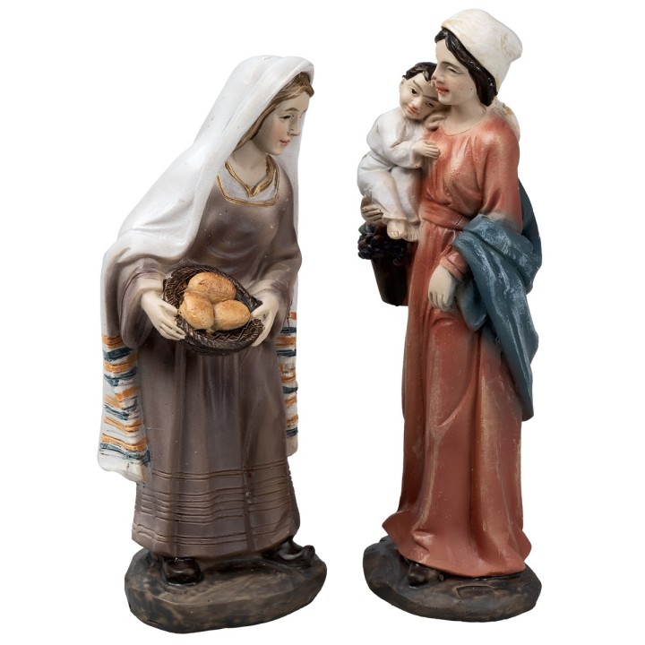 Conjunto dos mujeres con niño en resina 10 cm