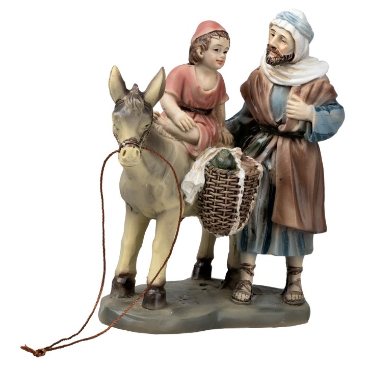 Father with child on the donkey in 10 cm resin