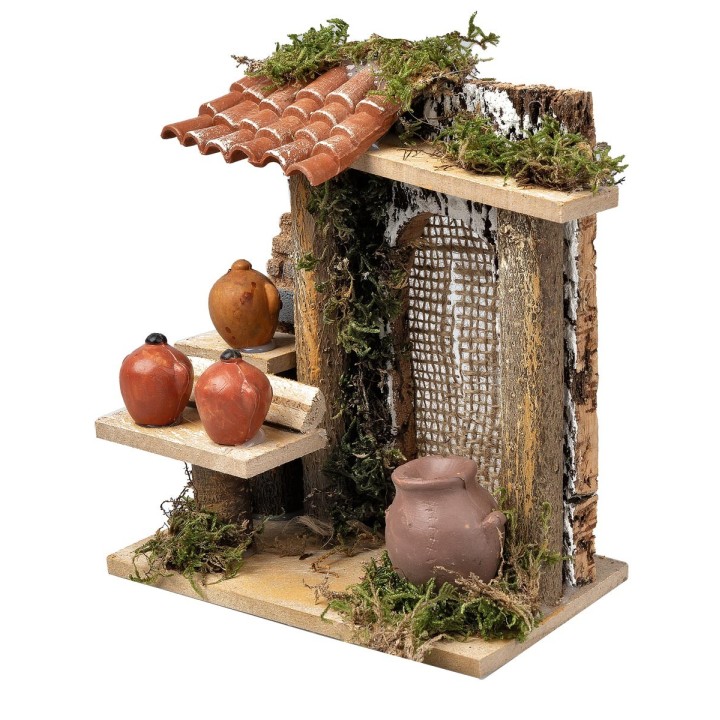 Puesto con ánforas para pesebre cm 13,5x7,5x16 h