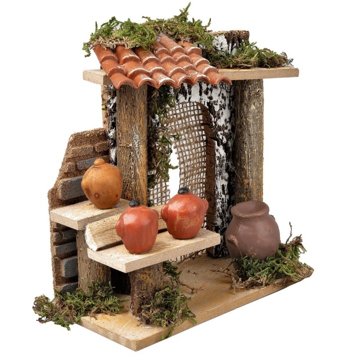 Puesto con ánforas para pesebre cm 13,5x7,5x16 h