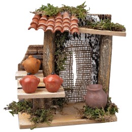 Puesto con ánforas para pesebre cm 13,5x7,5x16 h