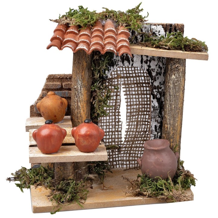 Puesto con ánforas para pesebre cm 13,5x7,5x16 h