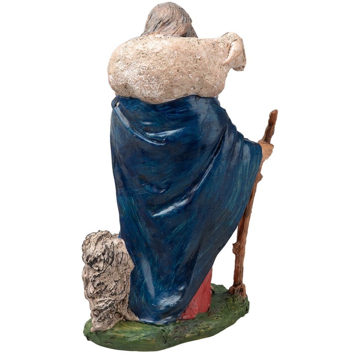 Shepherd with dog and sheep on shoulders 13 cm