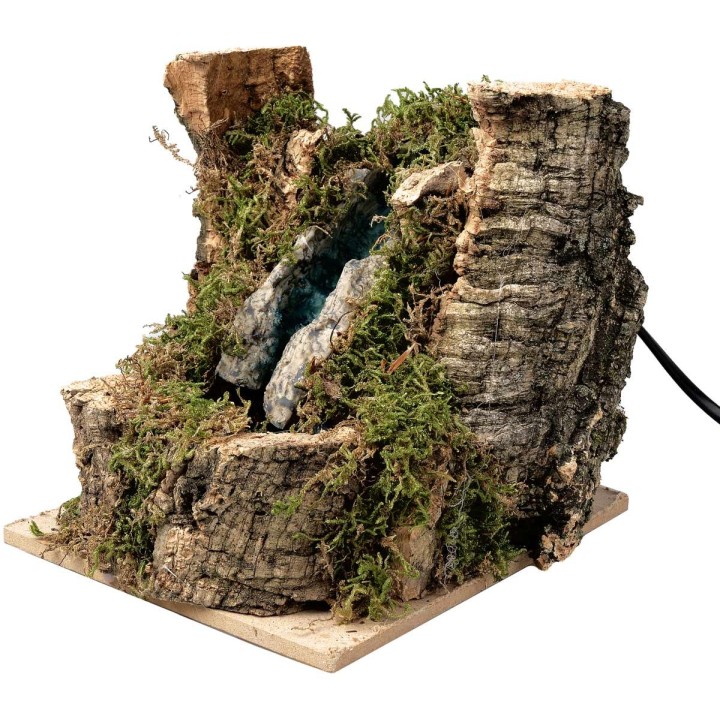 Cascata in resina con cortecce laterali completo di pompa