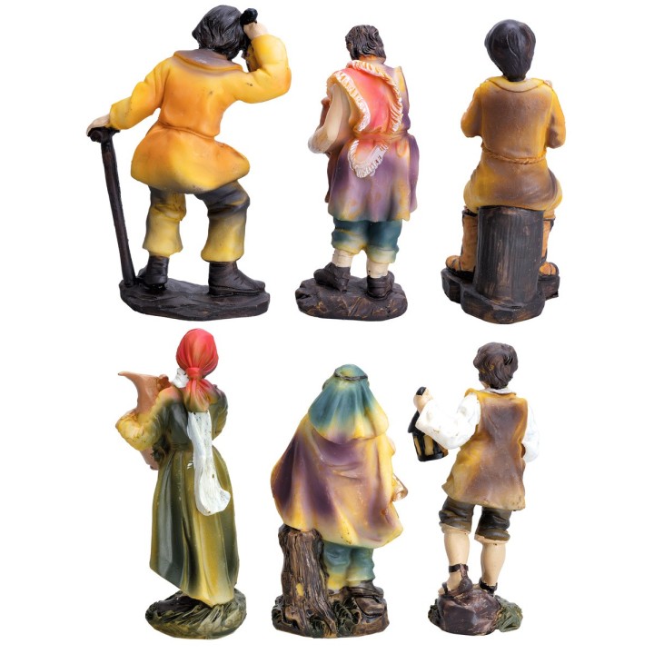 Set of 6 subjects 12 cm in resin