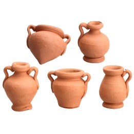 Set 5 anfore in terracotta per statue da 9-10 cm