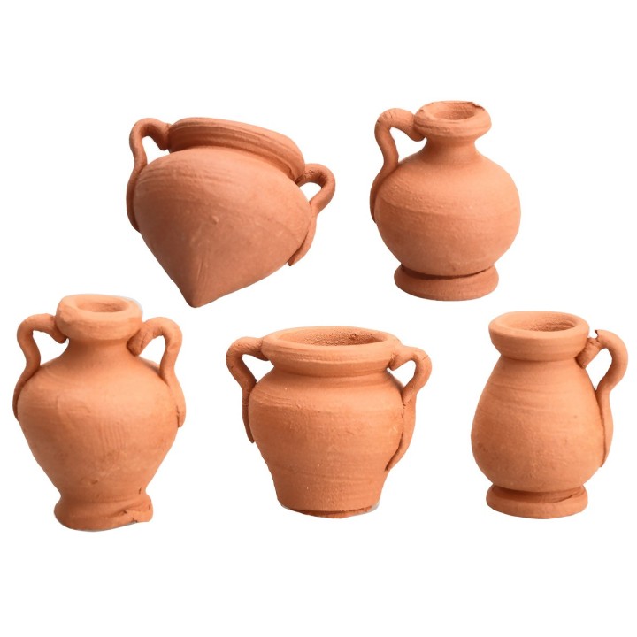 Set of 5 terracotta amphorae for 9-10 cm statues