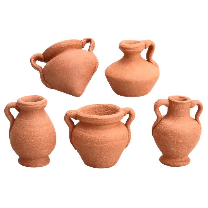 Set di 5 anfore in terracotta h 2,4 cm