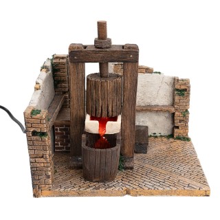 Nativity scene cellar with working wine press and pump -