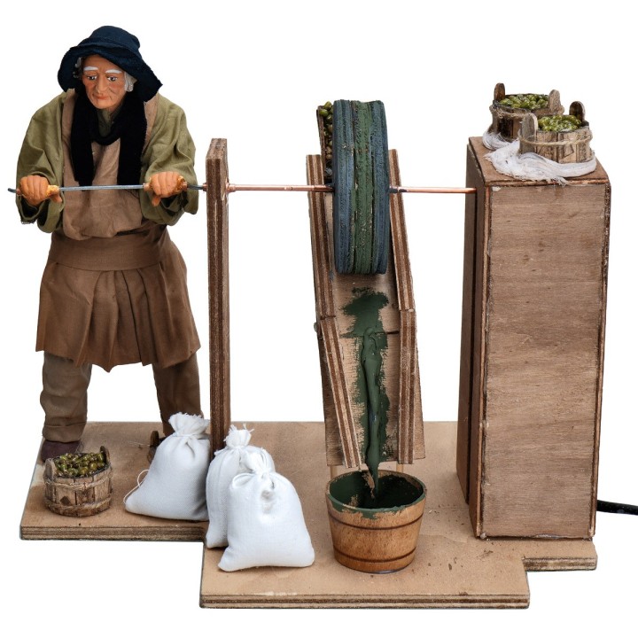Man with olive mill 25 cm moving series