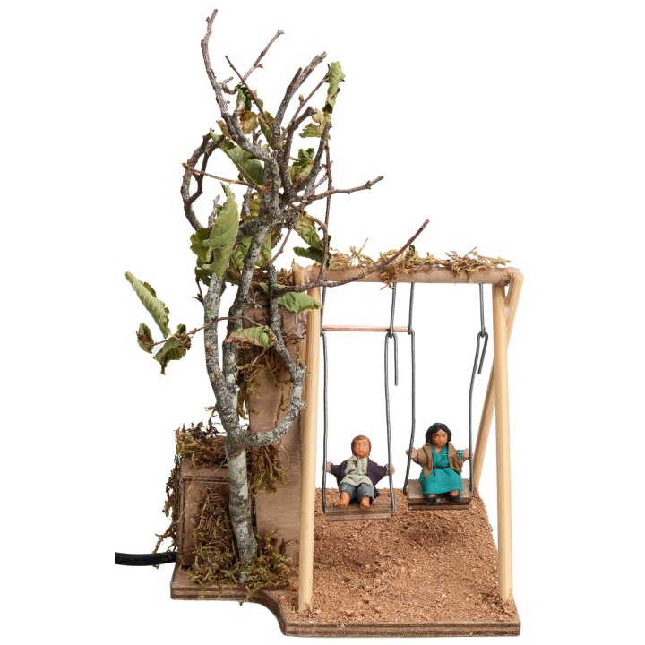Due bimbi sull'altalena serie 10 cm con doppio movimento