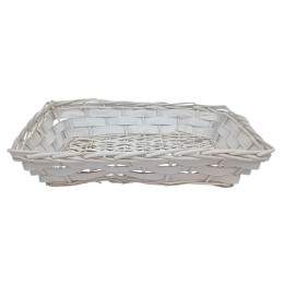 Cesto rettangolare in vimini bianco cm 50x34x11 h
