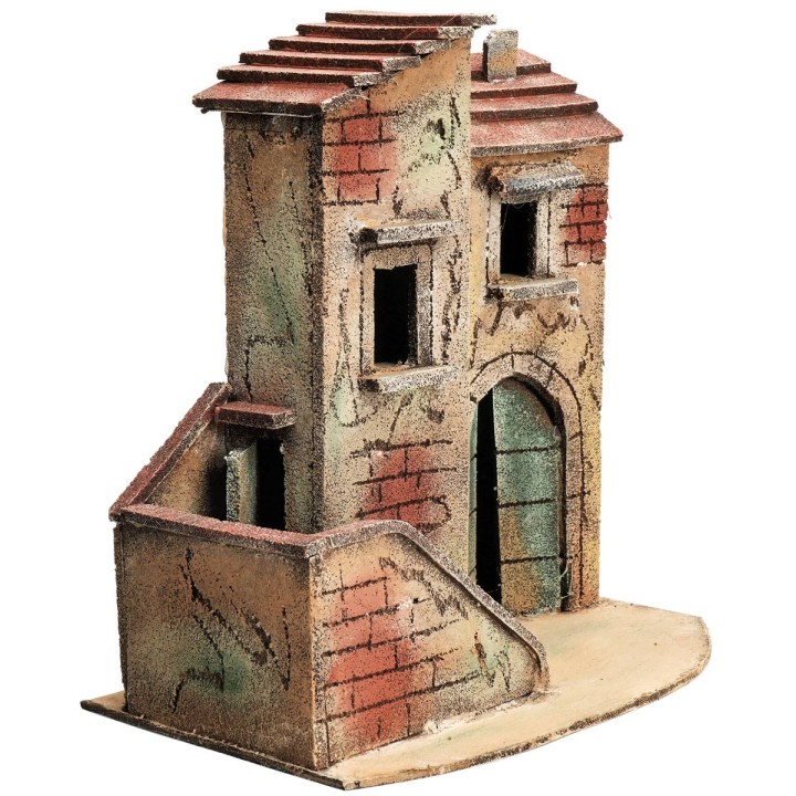 Neapolitan house with side staircase and entrance arch cm
