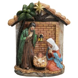 Natividad bloque con cabaña en resina cm 9x4x13,5 h