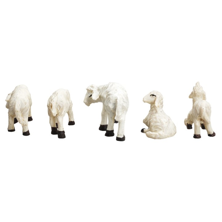 Conjunto de 5 ovejas de resina para estatuas de 10 cm