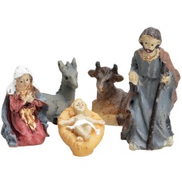 Mini Natividad 5 figuras en resina 3 cm