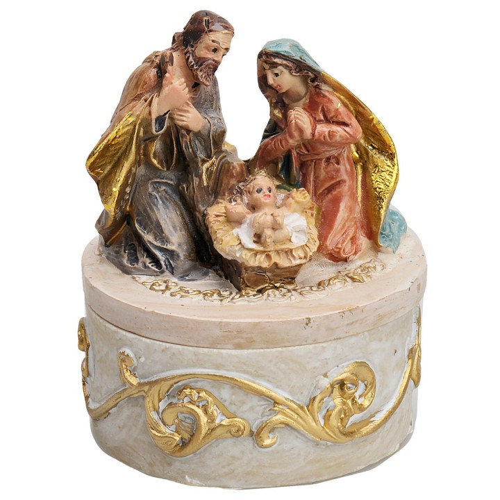 Cofre Natividad arrodillada serie 4 cm en resina