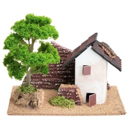 Casita con árbol para belén cm 16x8,5x13,5 h