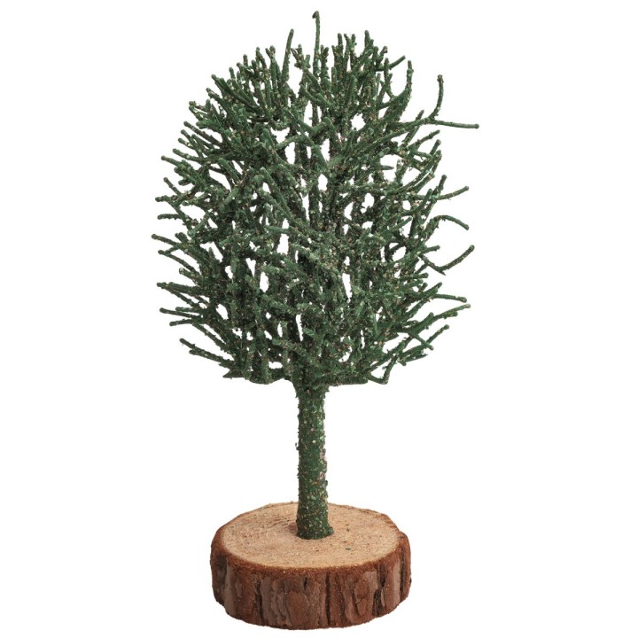 Green tree with wooden base 18.5 cm