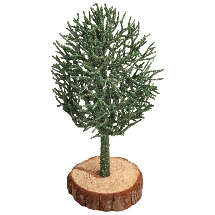 Albero verde con base in legno 18,5 cm