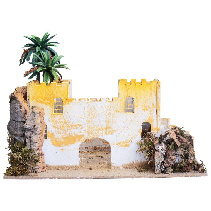 Castillo palestino con palmera cm 31x18x22 h