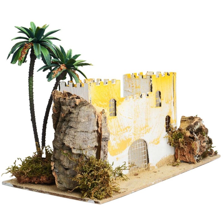 Castillo palestino con palmera cm 31x18x22 h